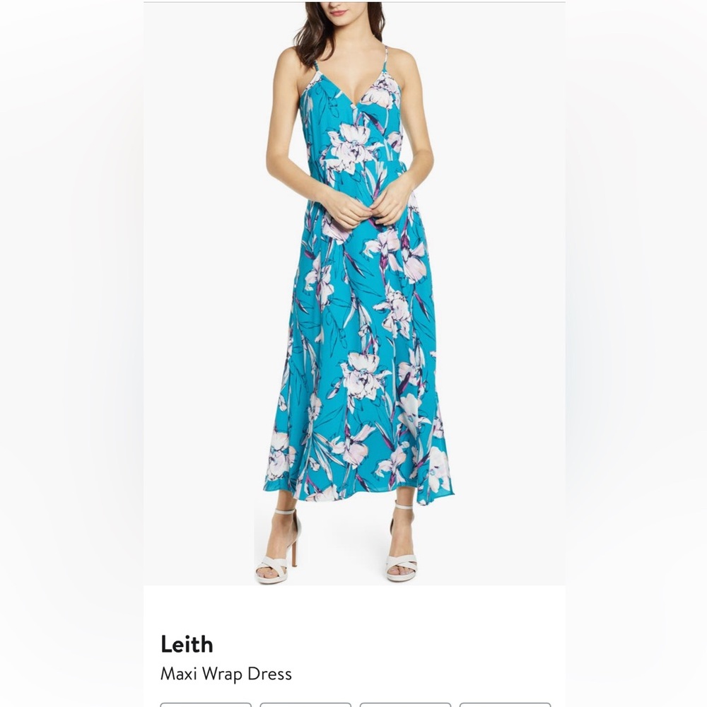 Leith Blue Floral Maxi Wrap Dress M